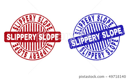 Grunge SLIPPERY SLOPE Scratched Round Watermarks 49718140