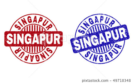 Grunge SINGAPUR Scratched Round Stamp Seals 49718348