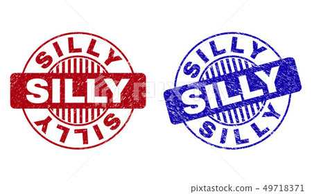 Grunge SILLY Scratched Round Stamps 49718371