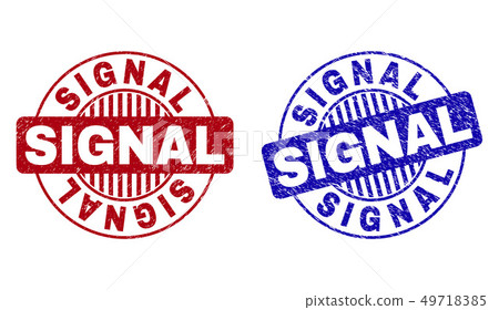 Grunge SIGNAL Textured Round Stamp Seals - Stock Illustration [49718385 ...