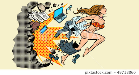 emancipation feminism liberation of women concept,  breaking the wall 49718860