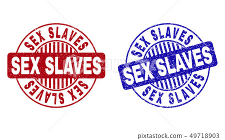 Grunge SEX SLAVES Textured Round Watermarks - Stock Illustration