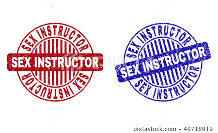 Grunge SEX INSTRUCTOR Scratched Round Stamps Grunge SEX INSTRUCTOR Scratched Round Stamps 49718919