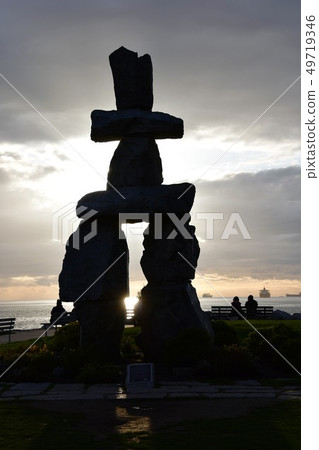 inukshuk黃昏英國海灣銀行加拿大 49719346