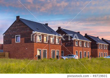 Street with modern family houses Street with modern family houses 49719601