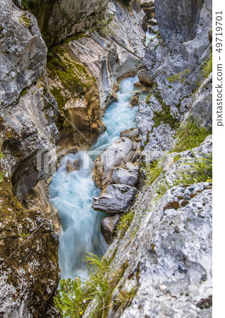 Rapid in Vivid blue Soca river Rapid in Vivid blue Soca river 49719701