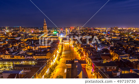Aerial Groningen city night Aerial Groningen city night 49719730