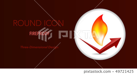 Fire and fire prevention icon, round shape, three-dimensional design Fire and fire prevention icon, round shape, three-dimensional design 49721425