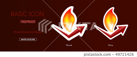 Fireproof and fireproof icon with white border, three-dimensional design Fireproof and fireproof icon with white border, three-dimensional design 49721426