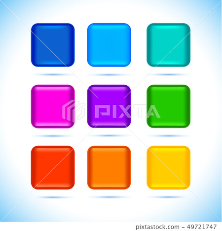 Colored matted blank rounded squares buttons with color and reflection on white icons set Colored matted blank rounded squares buttons with color and reflection on white icons set 49721747