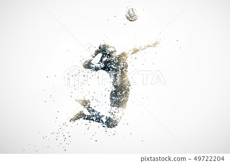 Silhouette of women's volleyball in pointillist style, vector illustration 49722204