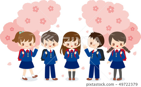 Primary school student cherry blossoms party entrance ceremony graduation ceremony 49722379