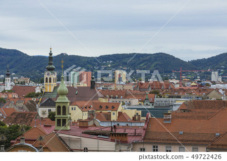 Landscape from the hills of Austria Graz Schlossberg Landscape from the hills of Austria Graz Schlossberg 49722426