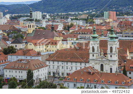 Landscape from the hills of Austria Graz Schlossberg Landscape from the hills of Austria Graz Schlossberg 49722432
