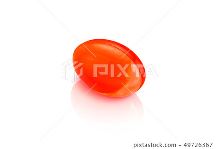 Red supplement soft gel capsule isolated on white Red supplement soft gel capsule isolated on white 49726367