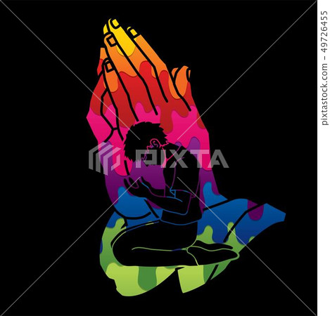 Man prayer, Praise to the Lord vector - Stock Illustration [49726455 ...