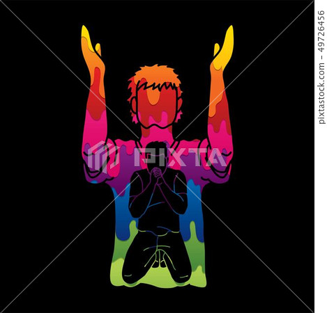 Man prayer, Praise to the Lord vector - Stock Illustration [49726456 ...