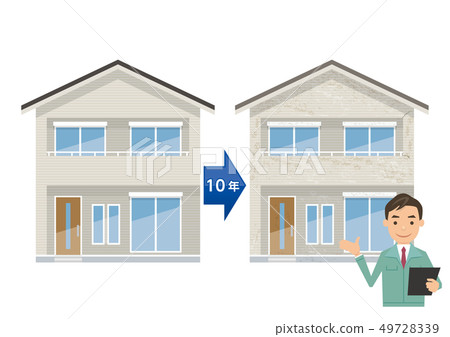 Exterior wall painting series before and after 49728339