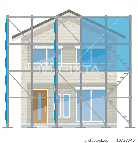 Exterior wall painting series before scaffolding construction 49728349