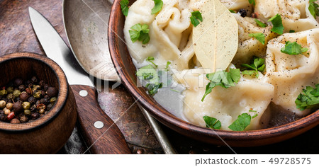 Homemade dumplings in bowl 49728575