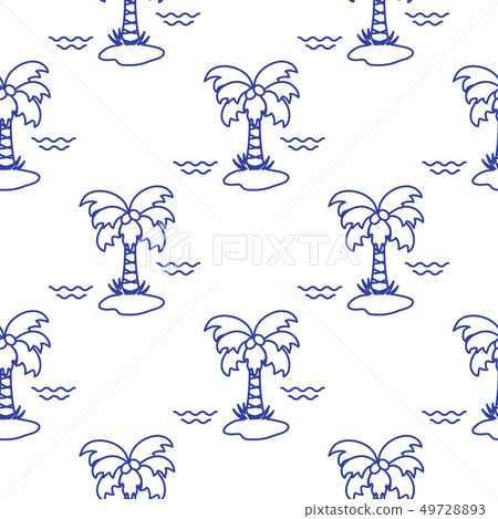 Seamless pattern with palm trees and waves - Stock Illustration ...