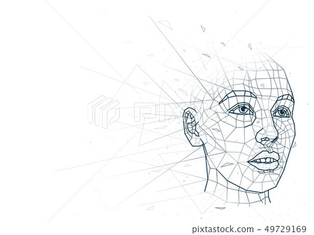 Abstract Human Head Low Poly Wireframe Abstract Human Head Low Poly Wireframe 49729169