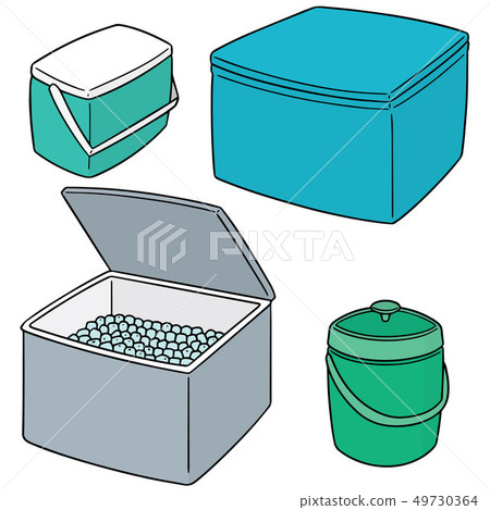 vector set of ice box and ice bucket - Stock Illustration [49730364 ...