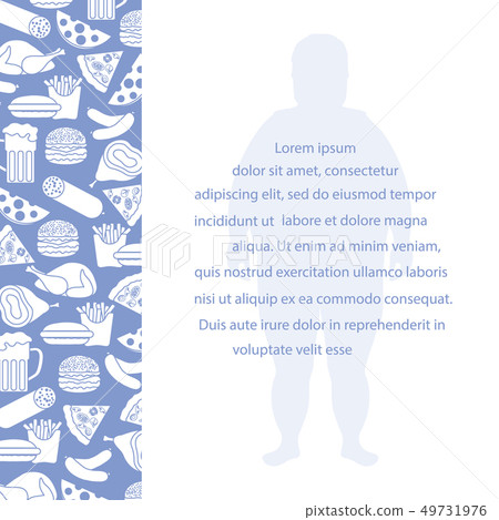 Fat man with unhealthy lifestyle symbols 49731976