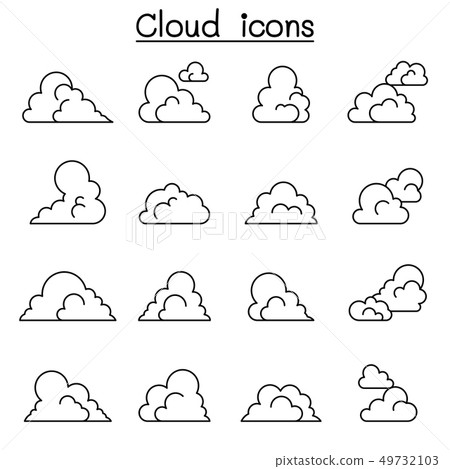 Cloud icon set in thin line style - Stock Illustration [49732103] - PIXTA