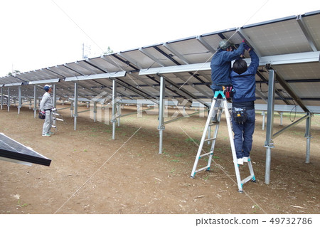 Solar power plant construction site 49732786