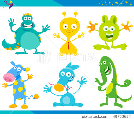 Cartoon Fantasy Monster Characters Set 49733634