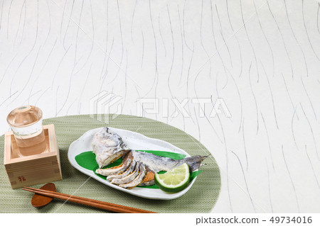 A bowl of sushi with sushi 49734016