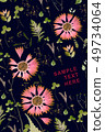 Pressed and dried summer red bohemian flowers with plants on a black 49734064