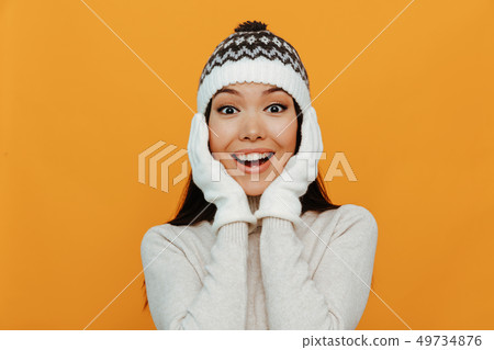 Woman portrait. Accessories. Warmness. Woman portrait. Accessories. Warmness. 49734876