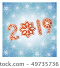 New year 2019 ginger cookie card with snowflake 49735736
