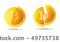 Bitcoin and broken bitcoin yellow cryptocurrency 49735738