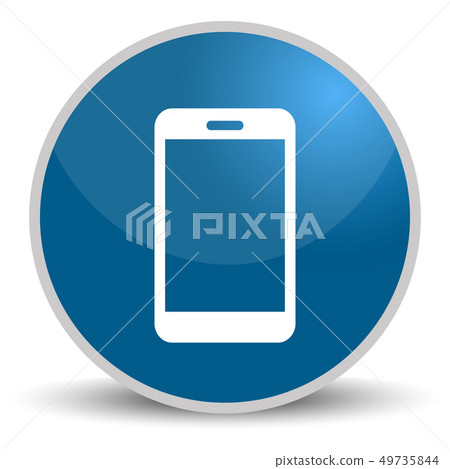 Blue Round Button With Smartphone Icon For Web Stock Illustration
