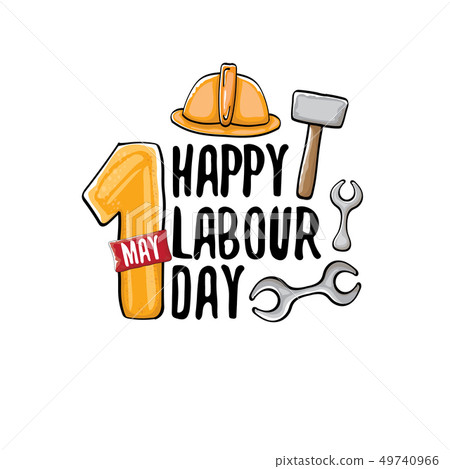 Cartoon Happy Labour Day Vector Label Isolated Stock