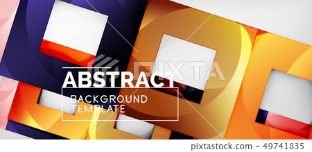 Square background, abstract squares on grey, 49741835