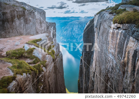 Aerial view Lysefjorden from Kjeragbolten Norway 49742260