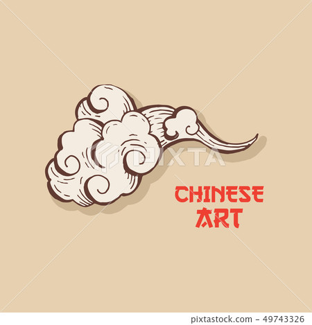 Chinese Gold Clouds and wind blows isolated illustration 49743326