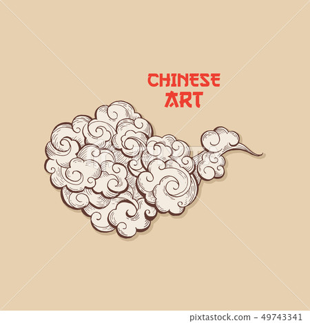 Chinese Gold Clouds and wind blows isolated illustration Chinese Gold Clouds and wind blows isolated illustration 49743341