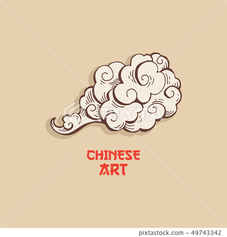 Chinese Gold Clouds and wind blows isolated illustration Chinese Gold Clouds and wind blows isolated illustration 49743342