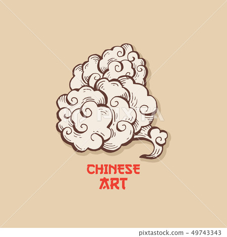 Chinese Gold Clouds and wind blows isolated illustration 49743343