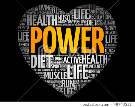 POWER heart word cloud, fitness 49743531