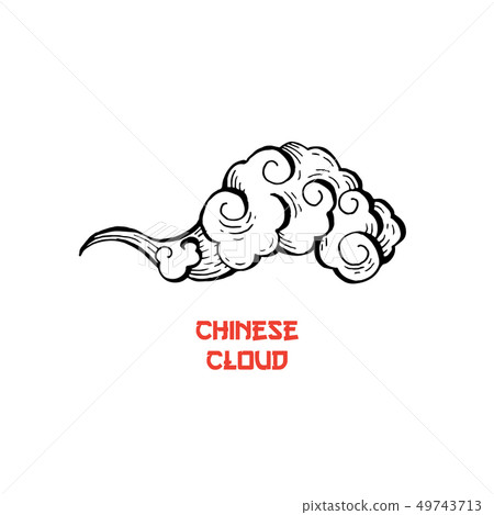 Chinese clouds and wind blows isolated illustration Chinese clouds and wind blows isolated illustration 49743713