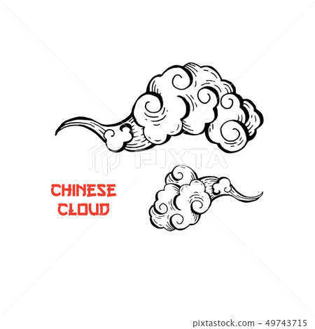 Chinese clouds and wind blows isolated illustration 49743715