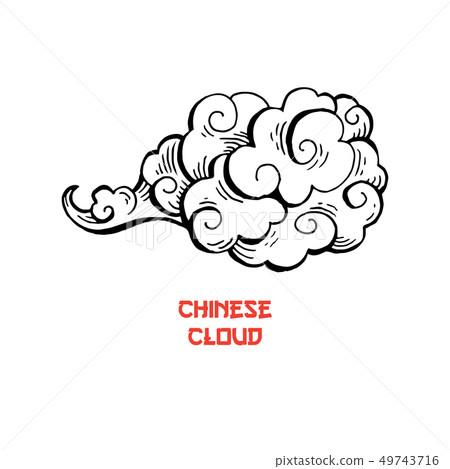 Chinese clouds and wind blows isolated illustration 49743716