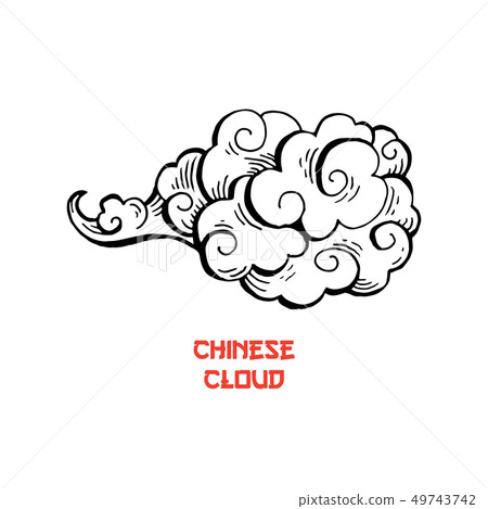 Chinese clouds and wind blows isolated illustration Chinese clouds and wind blows isolated illustration 49743742