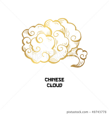 Chinese Gold Clouds and wind blows isolated illustration Chinese Gold Clouds and wind blows isolated illustration 49743778
